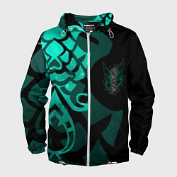 Ветровка с капюшоном мужская МАСКА И ТАТУИРОВКА СЯО XIAO ГЕНШИН, цвет: 3D-белый