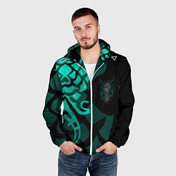 Ветровка с капюшоном мужская МАСКА И ТАТУИРОВКА СЯО XIAO ГЕНШИН, цвет: 3D-белый — фото 2