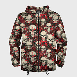Ветровка с капюшоном мужская Кровавые Черепа Skulls, цвет: 3D-черный