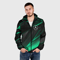 Ветровка с капюшоном мужская MERCEDES-BENZ AMG NEON STRIPES PETRONAS, цвет: 3D-черный — фото 2