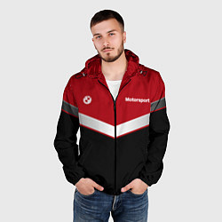 Ветровка с капюшоном мужская БМВ BMW UNIFORM RED, цвет: 3D-черный — фото 2