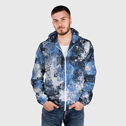 Ветровка с капюшоном мужская Спортивный камуфляж Пикси - Черника, цвет: 3D-белый — фото 2