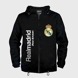 Ветровка с капюшоном мужская REAL MADRID Pro Sport Потертости, цвет: 3D-черный