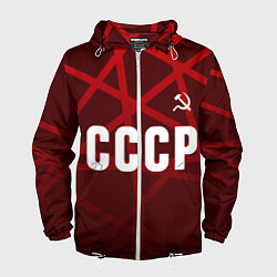 Ветровка с капюшоном мужская СССР КРАСНЫЕ ЛИНИИ, цвет: 3D-белый