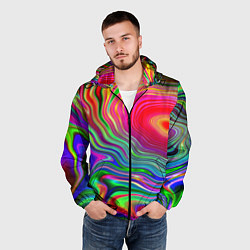 Ветровка с капюшоном мужская Expressive pattern Neon, цвет: 3D-черный — фото 2
