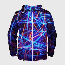Ветровка с капюшоном мужская Neon pattern Fashion 2055, цвет: 3D-белый