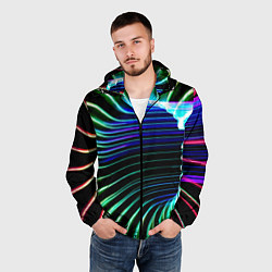 Ветровка с капюшоном мужская Portal Fashion pattern Neon, цвет: 3D-черный — фото 2