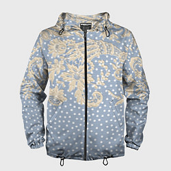 Ветровка с капюшоном мужская Кружево и горошек, цвет: 3D-черный