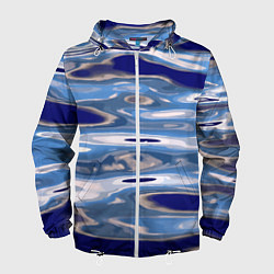 Ветровка с капюшоном мужская Волна Тихий океан, цвет: 3D-белый