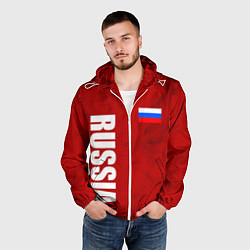 Ветровка с капюшоном мужская RUSSIA - RED EDITION - SPORTWEAR, цвет: 3D-белый — фото 2