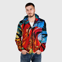 Ветровка с капюшоном мужская Abstract color pattern Fashion 2022, цвет: 3D-черный — фото 2