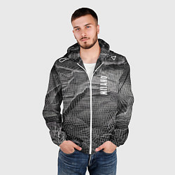Ветровка с капюшоном мужская Мятая сетчатая ткань Crumpled Mesh Fabric, цвет: 3D-белый — фото 2