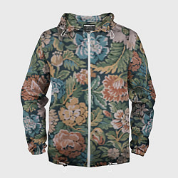 Ветровка с капюшоном мужская Floral pattern Цветочный паттерн, цвет: 3D-белый