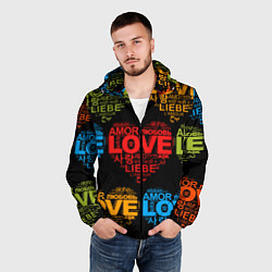 Ветровка с капюшоном мужская Love, Amor, Любовь - Неон версия, цвет: 3D-черный — фото 2
