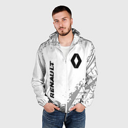 Ветровка с капюшоном мужская Renault Speed на светлом фоне со следами шин, цвет: 3D-белый — фото 2