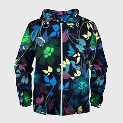Ветровка с капюшоном мужская Color summer night Floral pattern, цвет: 3D-белый