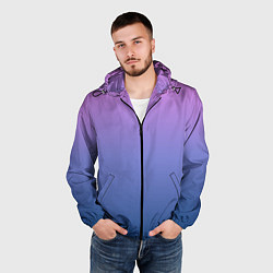 Ветровка с капюшоном мужская PINK-BLUE GRADIENT ГРАДИЕНТ, цвет: 3D-черный — фото 2