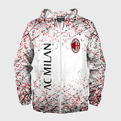 Ветровка с капюшоном мужская Ac milan logo, цвет: 3D-белый