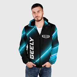 Ветровка с капюшоном мужская Geely Неоновые Лампы, цвет: 3D-черный — фото 2
