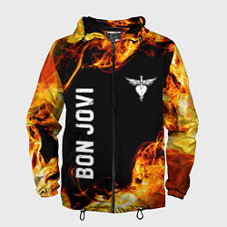 Ветровка с капюшоном мужская Bon Jovi и Пылающий Огонь, цвет: 3D-черный
