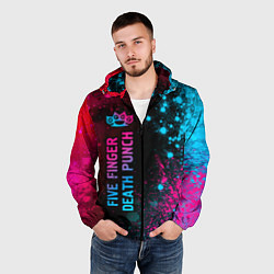 Ветровка с капюшоном мужская Five Finger Death Punch Neon Gradient, цвет: 3D-черный — фото 2