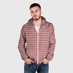 Ветровка с капюшоном мужская Геометрические волны, цвет: 3D-белый — фото 2