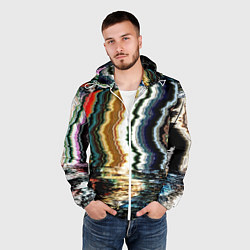 Ветровка с капюшоном мужская Glitch pattern - fashion trend, цвет: 3D-белый — фото 2