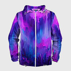 Ветровка с капюшоном мужская Purple splashes, цвет: 3D-белый