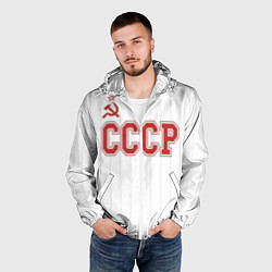 Ветровка с капюшоном мужская СССР - Союз Советских Социалистических Республик, цвет: 3D-белый — фото 2