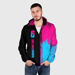 Ветровка с капюшоном мужская Rainbow Six - neon gradient: по-вертикали, цвет: 3D-черный — фото 2