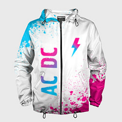 Мужская ветровка AC DC neon gradient style: символ и надпись вертик