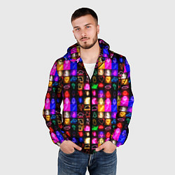 Ветровка с капюшоном мужская Neon glowing objects, цвет: 3D-черный — фото 2