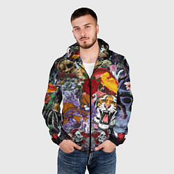 Ветровка с капюшоном мужская Рисунок в стиле tatoo, цвет: 3D-черный — фото 2