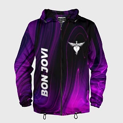 Ветровка с капюшоном мужская Bon Jovi violet plasma, цвет: 3D-черный