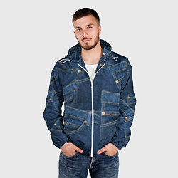 Ветровка с капюшоном мужская Джинсовка jeans, цвет: 3D-белый — фото 2