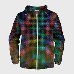 Ветровка с капюшоном мужская Неоновый сетчатый узор, цвет: 3D-белый