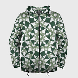 Ветровка с капюшоном мужская Зеленый калейдоскоп, цвет: 3D-черный