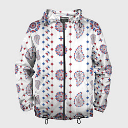 Ветровка с капюшоном мужская Узор из мандал с огурцами, цвет: 3D-черный