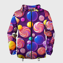 Ветровка с капюшоном мужская Сладости для радости, цвет: 3D-черный