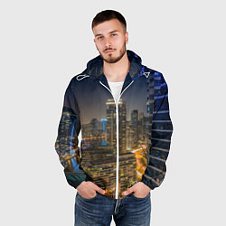 Ветровка с капюшоном мужская Ночной красочный город, цвет: 3D-белый — фото 2