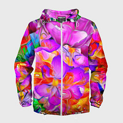 Ветровка с капюшоном мужская Flower Illusion, цвет: 3D-белый