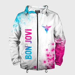 Мужская ветровка Bon Jovi neon gradient style: надпись, символ