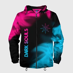 Ветровка с капюшоном мужская Dark Souls - neon gradient: надпись, символ, цвет: 3D-черный