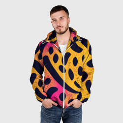 Ветровка с капюшоном мужская Яркие пятнистые узоры, цвет: 3D-белый — фото 2
