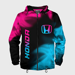 Ветровка с капюшоном мужская Honda - neon gradient: надпись, символ, цвет: 3D-черный