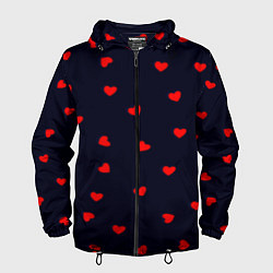 Ветровка с капюшоном мужская Сердечки, цвет: 3D-черный