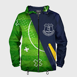 Ветровка с капюшоном мужская Everton football field, цвет: 3D-черный