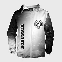 Ветровка с капюшоном мужская Borussia sport на светлом фоне: надпись, символ, цвет: 3D-белый