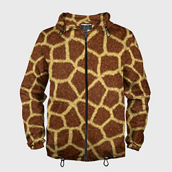 Ветровка с капюшоном мужская Текстура жирафа, цвет: 3D-черный