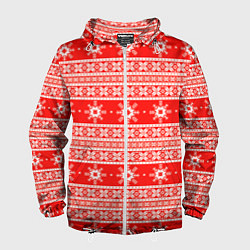 Ветровка с капюшоном мужская New Year snowflake pattern, цвет: 3D-белый